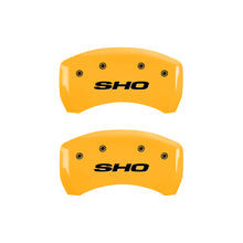 Load image into Gallery viewer, MGP 4 Caliper Covers Engraved Front &amp; Rear SHO Yellow finish black ch MGP