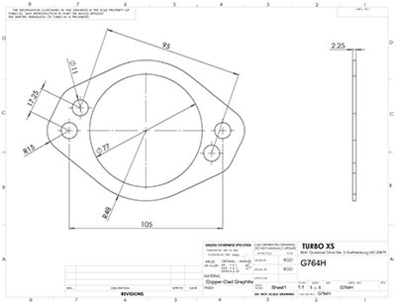 Turbo XS 4 Hole 3in Gasket 105mm Center-to-Center (Fits WS-MP-V2 / WS02-RMA / WS02-RMA-TI) Turbo XS