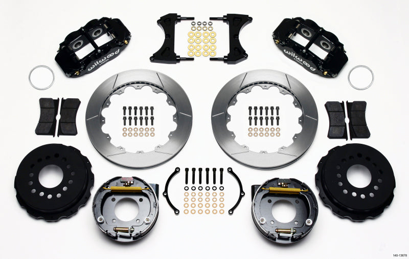 Wilwood Narrow Superlite 4R Rear P-Brk Kit 12.88in Chevy 12 Bolt w/ C-Clips 2.75in Off Stag Mount Wilwood