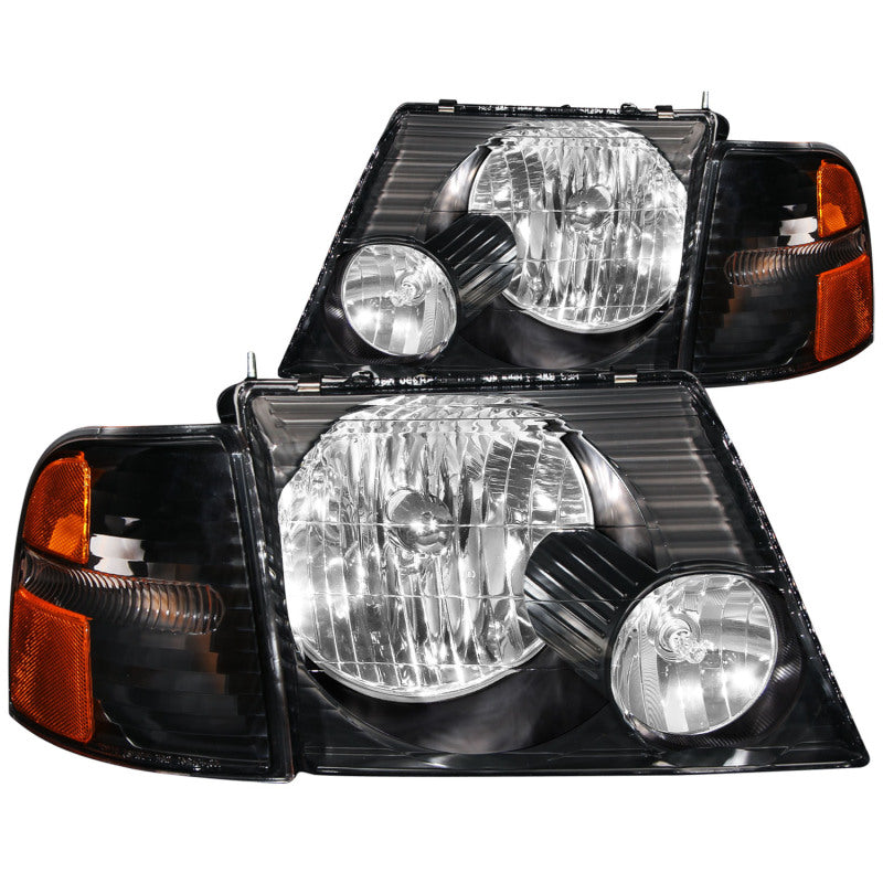 ANZO USA Ford Explorer Crystal Headlights Black W/ Corner Lights 2pc; 2002-2005 - eliteracefab.com