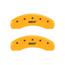 Load image into Gallery viewer, MGP 4 Caliper Covers Engraved Front &amp; Rear MGP Yellow finish black ch MGP