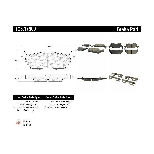 CENTRIC POSI-QUIET CERAMIC BRAKE PADS W/HARDWARE – REAR, 105.17900 - eliteracefab.com