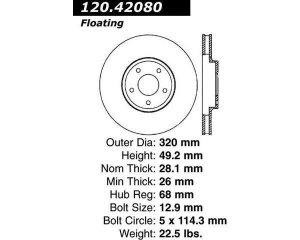 CENTRIC PERFORMANCE BRAKE ROTOR, 120.42080 - eliteracefab.com