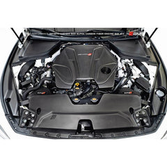 AMS Red Alpha Matte Carbon Engine Cover | 2016-2021 Infiniti Q50/Q60 3.0T - eliteracefab.com