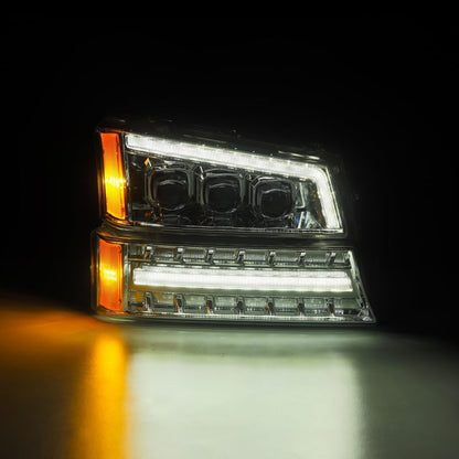 AlphaRex 880255 03-06 Chevy Silverado 1500/2500HD/3500HD/Avalanche Chrome NOVA LED Proj Headlights AlphaRex