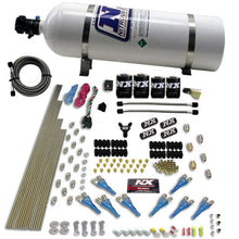 Load image into Gallery viewer, Nitrous Express 8 Cyl Shark Direct Port 4 Solenoids Nitrous Kit (200-600HP) w/15lb Bottle