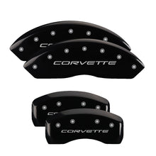 Load image into Gallery viewer, MGP 4 Caliper Covers Engraved Front &amp; Rear C5/Corvette Black finish silver ch - eliteracefab.com