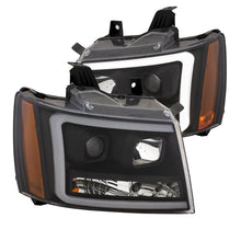 Load image into Gallery viewer, ANZO 07-14 Chevy Tahoe Projector Headlights w/ Plank Style Design Black w/ Amber - eliteracefab.com