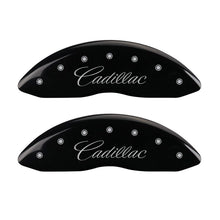 Load image into Gallery viewer, MGP 4 Caliper Covers Engraved Front Cadillac Engraved Rear ATS Black finish silver ch