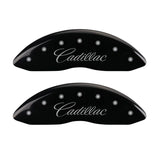 MGP 4 Caliper Covers Engraved Front Cursive/Cadillac Engraved Rear CTS4 Black finish silver ch