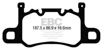 EBC 13-15 Porsche 911 (991) (Cast Iron Rotor only) 3.8 GT3 Yellowstuff Rear Brake Pads - eliteracefab.com