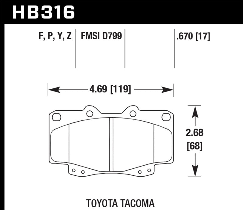 Hawk Performance HPS Brake Pads - HB316F.670