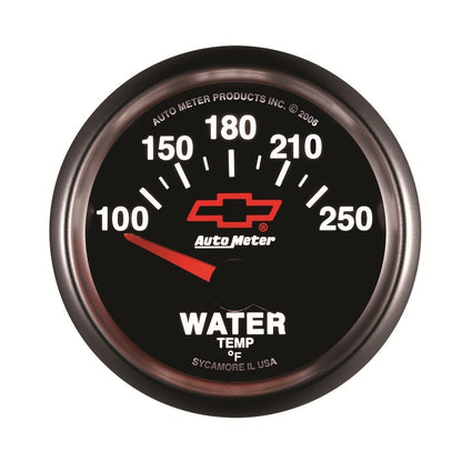 Autometer GM Bowtie Black 2-1/16in 100-250 F Pedestal Electronic Water Temp Gauge 3637-00406