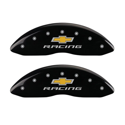 MGP 4 Caliper Covers Engraved Front & Rear Chevy racing Black finish silver ch MGP