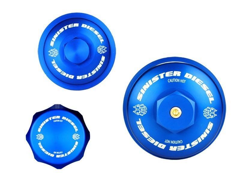 Sinister Diesel 03-07 Ford 6.0L Billet Blue Cap Kit - eliteracefab.com