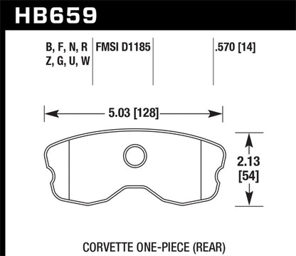 Hawk 06-10 Chevy Corvette (Improved Pad Design) Rear HPS 5.0 Sreet Brake Pads - eliteracefab.com