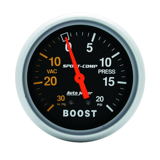 Autometer Sport-Comp 2-5/8in 30 IN HG/20 PSI Mechanical Boost/Vacuum Gauge 3401