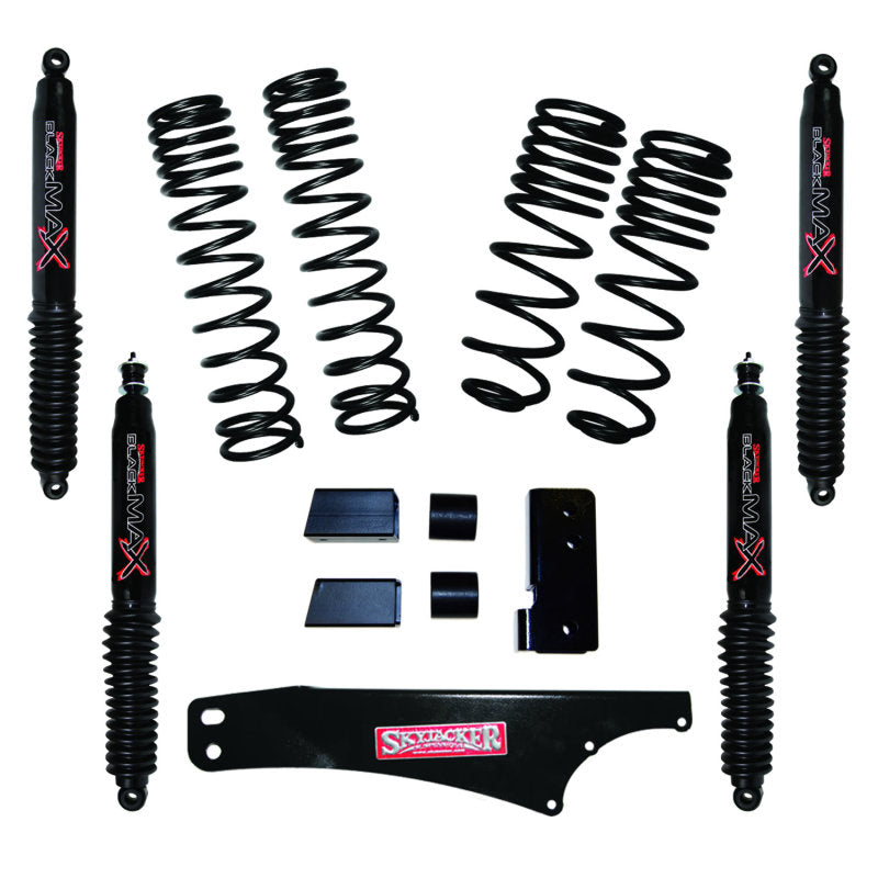 Skyjacker 2007-2018 Jeep Wrangler JK 4 Door 4WD Long Travel 2in-2.5in Lift Kit w/Black Max Shocks - eliteracefab.com