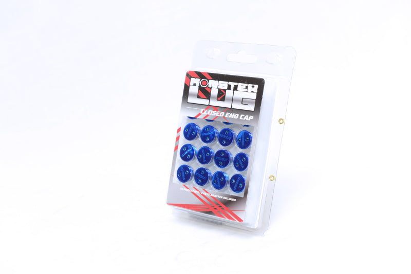 Wheel Mate Monster Lug Caps M14x1.50 Set of 20 - Blue - Plastic - eliteracefab.com