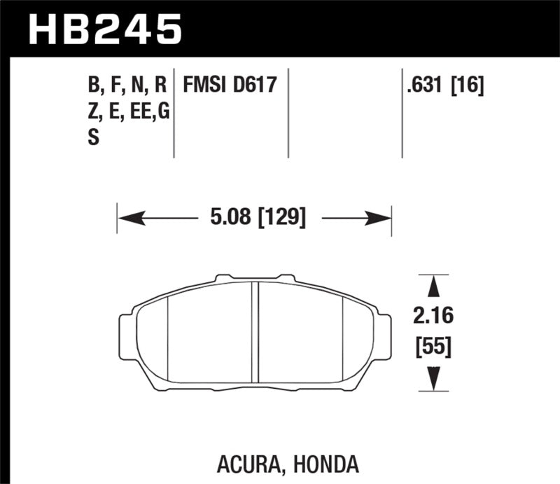 Hawk 1997-2001 Acura Integra GS HPS 5.0 Front Brake Pads - eliteracefab.com