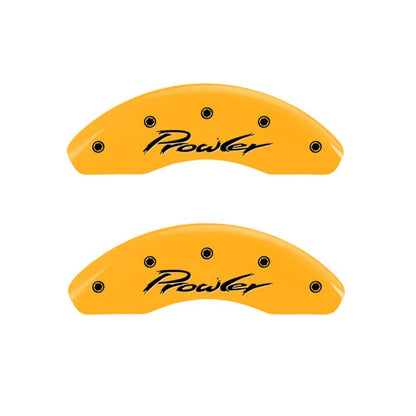 MGP 4 Caliper Covers Engraved Front & Rear 97-02 Chrysler Prowler Yellow Finish Black Prowler Logo MGP