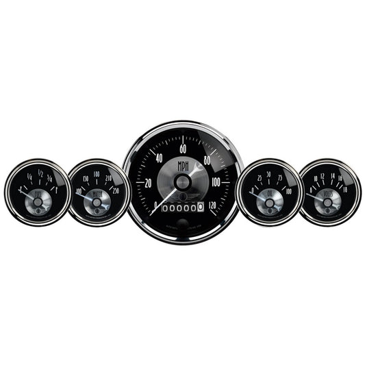 Autometer Prestige Series Black Diamond 3-3/8in Electric Speedometer 2-1/16in Elecrtric Oil Pressure 2003