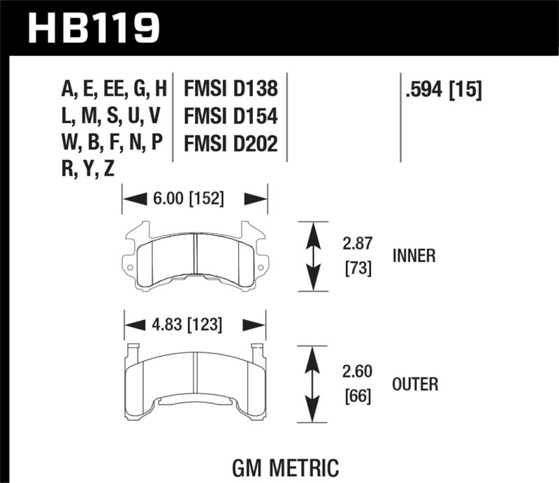 Hawk Performance HPS Brake Pads - HB119F.594