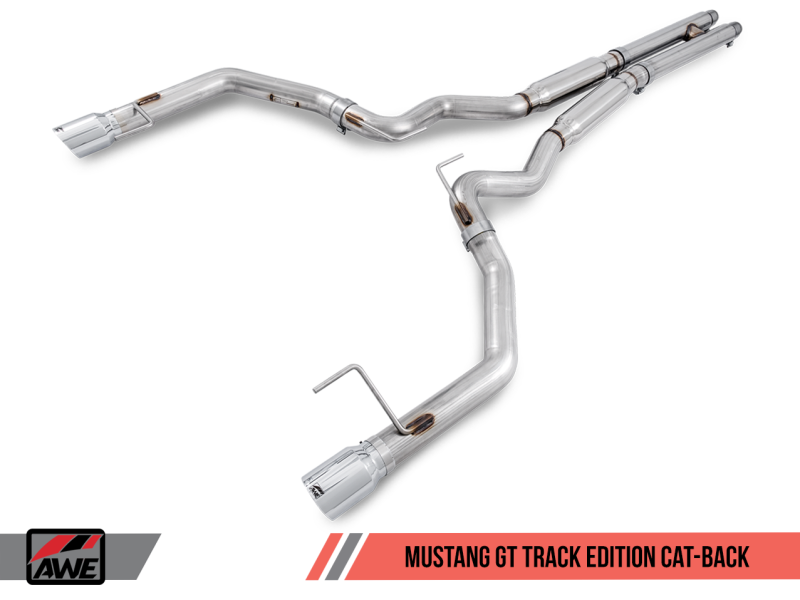 AWE Tuning S550 Mustang GT Cat-back Exhaust - Track Edition (Diamond Black Tips) - eliteracefab.com