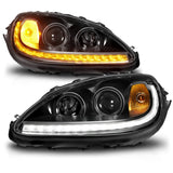 ANZO CHEVY CORVETTE 05-13 PROJECTOR SEQUENTIAL PLANK STYLE HEADLIGHTS BLACK(W/ DRL)(NO HID KIT) - 121571