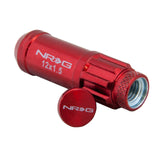 NRG 20-piece 700 Series M12 x 1.5 Steel Lug Nut and dust cap cover Set Red plus lock socket