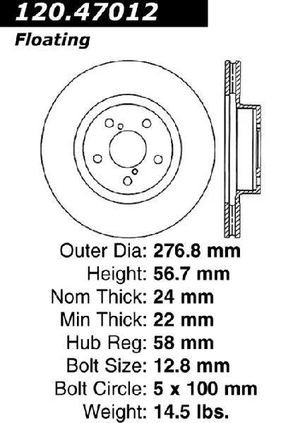 CENTRIC 98-02 SUBARU FORESTER / 98-10 IMPREZA PERFORMANCE ROTOR, 120.47012 - eliteracefab.com