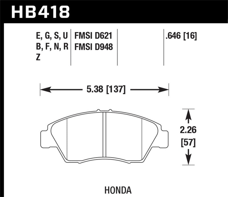 Hawk Performance HT-10 Front Brake Pads - HB418S.646