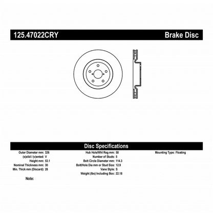 Stoptech 05-07 Subaru Impreza WRX Sti Front High Carbon CRYO-STOP Rotor - eliteracefab.com