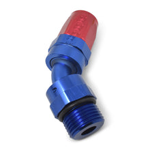 Load image into Gallery viewer, Russell Performance -10 AN Red/Blue 45 Degree Swivel Dry Sump Hose End (-8 Port 3/4in-16 Thread)