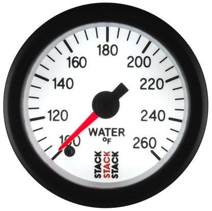 Autometer Stack 52mm 100-260 Deg F 1/8in NPTF Male Pro Stepper Motor Water Temp Gauge - White ST3358
