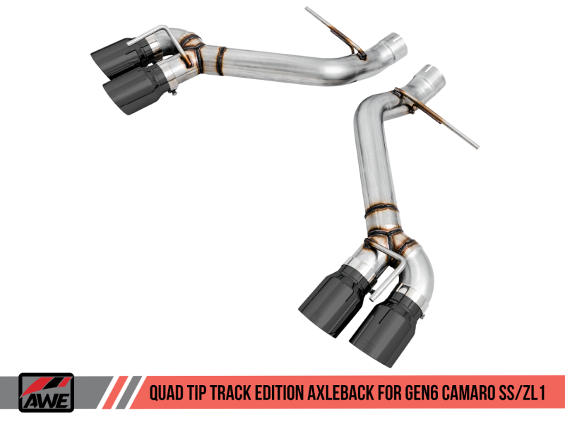 AWE Tuning 16-19 Chevrolet Camaro SS Axle-back Exhaust - Track Edition (Quad Diamond Black Tips) - eliteracefab.com