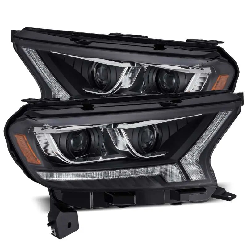 AlphaRex 880122 19-21 Ford Ranger LUXX LED Proj Headlights Plank Style Black w/Seq Signal/DRL AlphaRex