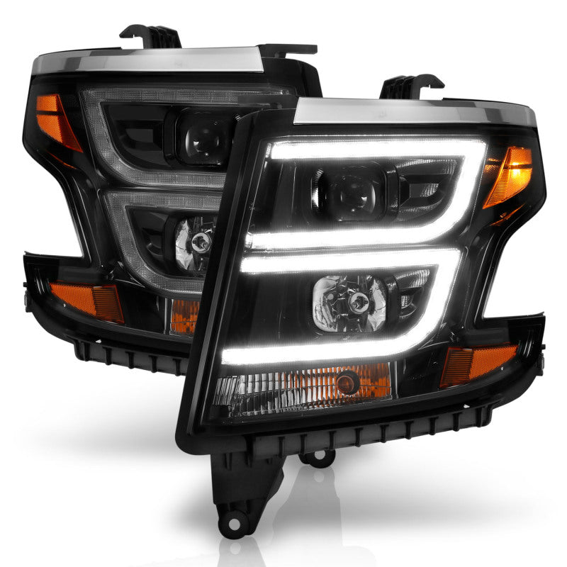 ANZO 2015-2020 Chevy Tahoe Projector Headlights Plank Style Black w/DRL - eliteracefab.com