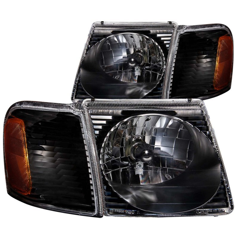 ANZO USA Ford Explorer Sport Trac Crystal Headlights Black; 2001-2005 - eliteracefab.com