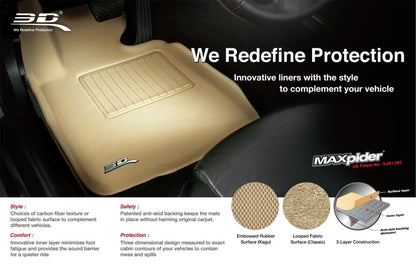 3D MAXpider L1HY02922202 07-10 Hyundai Elantra (Sedan) Classic 2nd Row Floormat - Tan