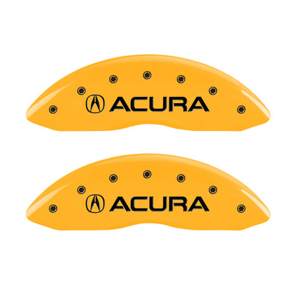 MGP 4 Caliper Covers Engraved Front & Rear Acura Yellow finish black ch MGP