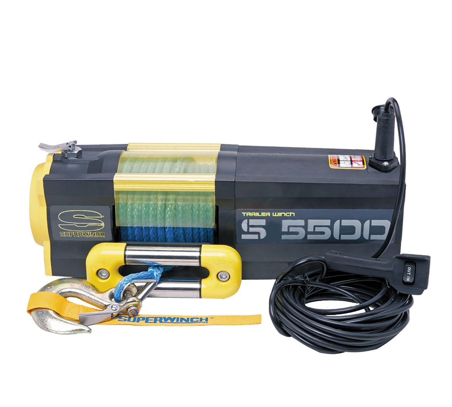 Superwinch 5500 LBS 12 VDC 1/4in x 60ft Synthetic Rope S5500 Winch - eliteracefab.com