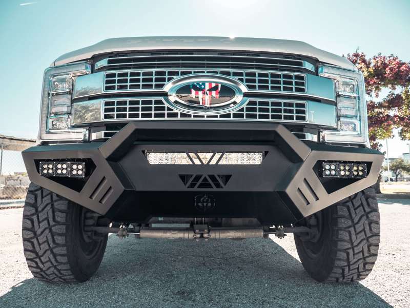 Road Armor 17-20 Ford F-250 SPARTAN Front Bumper Bolt-On Pre-Runner Guard - Tex Blk - eliteracefab.com