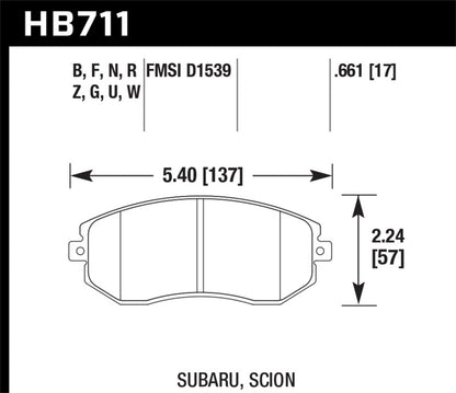 Hawk 13 Subaru BRZ/13 Legacy 2.5i / 13 Scion FR-S DTC-30 Front Street Brake Pads - eliteracefab.com