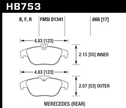 Hawk Performance HPS 5.0 Rear Brake Pads - HB753B.666 Hawk Performance