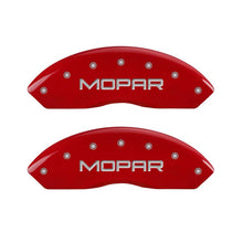 Load image into Gallery viewer, MGP 4 Caliper Covers Engraved Front &amp; Rear MOPAR Red finish silver ch MGP