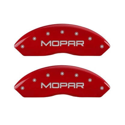 MGP 4 Caliper Covers Engraved Front & Rear MOPAR Red finish silver ch MGP