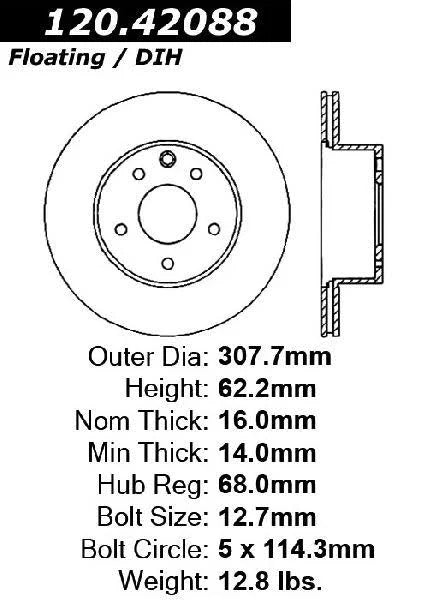 CENTRIC PERFORMANCE BRAKE ROTOR, 120.42088 - eliteracefab.com