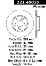 Load image into Gallery viewer, CENTRIC 06-08 CIVIC GX / 02-04 CR-V / 98-02 HONDA ACCORD V6 / 03-07 ACCORD 4 CYL/V6 MT FRONT ROTOR, 121.40036 - eliteracefab.com