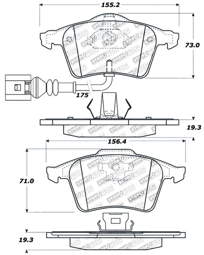 STOPTECH PERFORMANCE 08-09 VW GOLF R/GOLF R32 / 06-09 PASSAT (EXC SYNCRO) FRONT BRAKE PADS, 309.09153 - eliteracefab.com